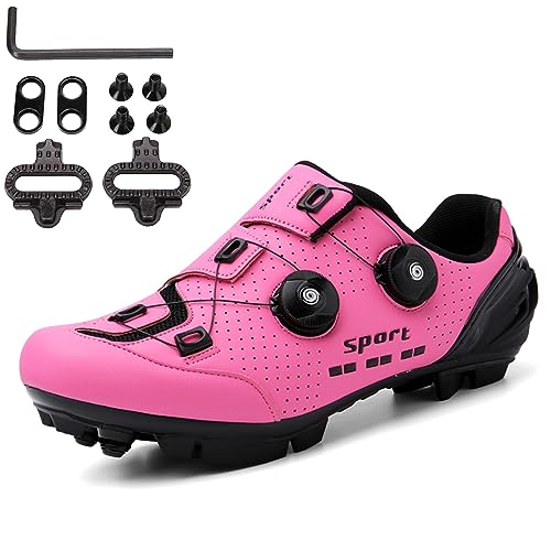 PENXZT Damen -Radschuhe Kompatibel mit Peloton und Look Delta/SPD -Stollen Peloton Indoor -Straßenrad und Mountainbikeschuhe im Freien,Rose red b,39 EU von PENXZT