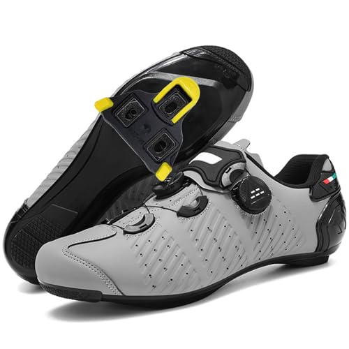 PENXZT Fahrradschuhe Damen Herren Rennradschuhe Kompatibel mit Look SPD SPD-SL Delta Lock Pedal Road Bikes Schuh Outdoor Radschuhe Indoor Spin,Grau,46 EU von PENXZT