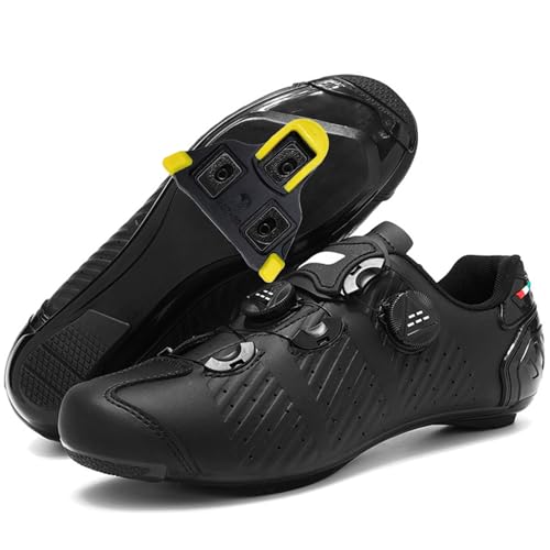 PENXZT Fahrradschuhe Damen Herren Rennradschuhe Kompatibel mit Look SPD SPD-SL Delta Lock Pedal Road Bikes Schuh Outdoor Radschuhe Indoor Spin,Schwarz,46 EU von PENXZT