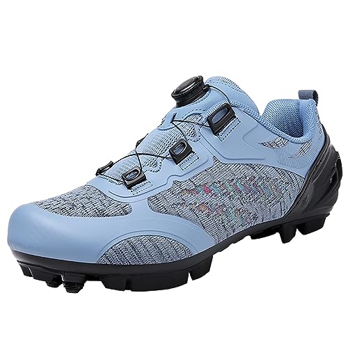 PENXZT Fahrradschuhe Damen MTB Schuhe Mountainbike Schuhe Kompatible SPD Cleats Atmungsaktive Outdoor-Fahrradschuhe,Blau,38 EU von PENXZT