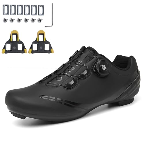 PENXZT Fahrradschuhe Herren Damen Kompatibel mit Peloton Look SPD SPD-SL Delta Cleats, Fahrradschuhe Unisex Fahrradschuhe drinnen/draussen,Schwarz,45 EU von PENXZT