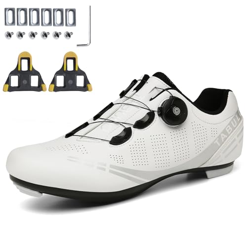 PENXZT Fahrradschuhe Herren Damen Kompatibel mit Peloton Look SPD SPD-SL Delta Cleats, Fahrradschuhe Unisex Fahrradschuhe drinnen/draussen,Weiß,40 EU von PENXZT