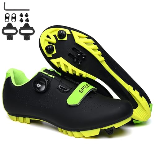 PENXZT Fahrradschuhe Herren Damen Mountainbike Schuhe Rennradschuhe kompatibel mit SPD 2 Schrauben mit Cleats Reitschuhe MTB Radsportschuhe,A,45 EU von PENXZT