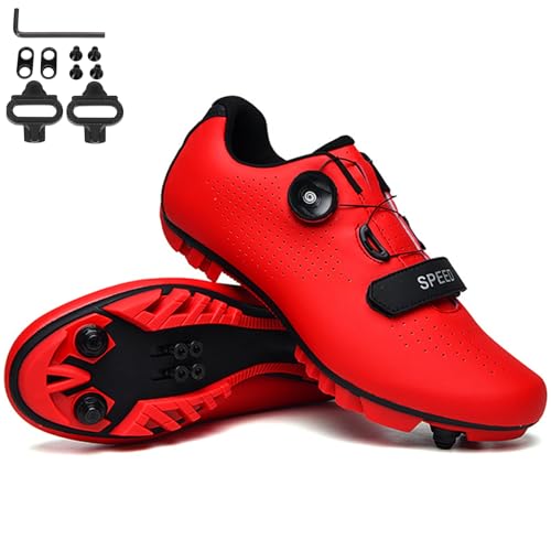 PENXZT Fahrradschuhe Herren Damen Mountainbike Schuhe Rennradschuhe kompatibel mit SPD 2 Schrauben mit Cleats Reitschuhe MTB Radsportschuhe,C,39 EU von PENXZT