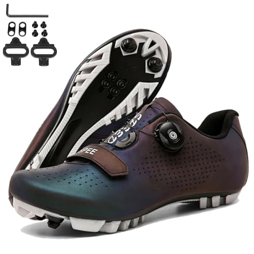 PENXZT Fahrradschuhe Herren Damen Mountainbike Schuhe Rennradschuhe kompatibel mit SPD 2 Schrauben mit Cleats Reitschuhe MTB Radsportschuhe,D,45 EU von PENXZT