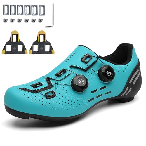 PENXZT Fahrradschuhe Herren Damen Rennradschuhe Atmungsaktiv Kompatibel mit Look SPD SPD-SL Delta Lock Pedal Peloton Schuhe,Moonlight,43 EU von PENXZT