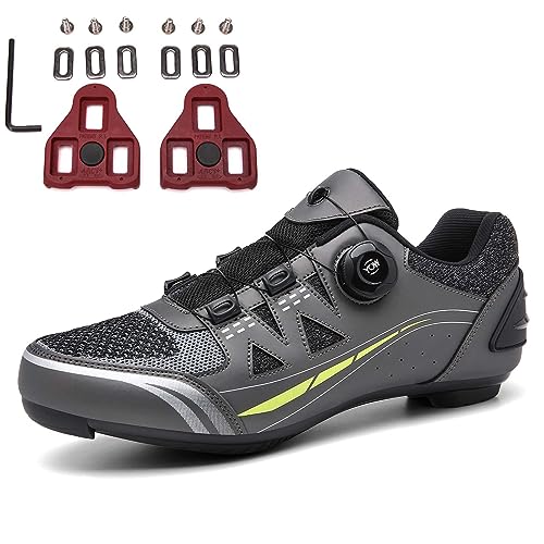 PENXZT Fahrradschuhe Herren Damen Rennradschuhe Atmungsaktive Radschuhe Kompatibel mit Peloton Schuhen Look SPD SPD-SL Delta Lock Pedal,Grau,43 EU von PENXZT