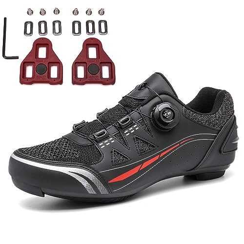 PENXZT Fahrradschuhe Herren Damen Rennradschuhe Atmungsaktive Radschuhe Kompatibel mit Peloton Schuhen Look SPD SPD-SL Delta Lock Pedal,Schwarz,48 EU von PENXZT