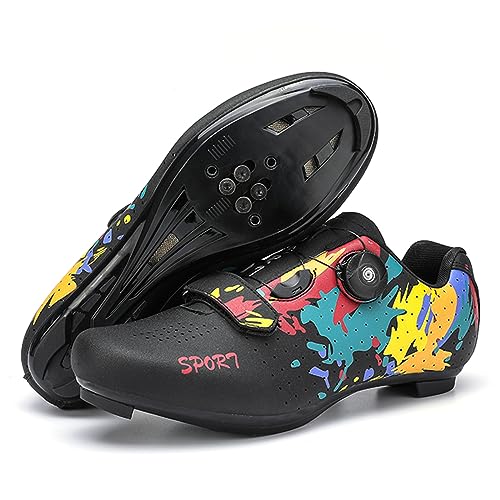 PENXZT Fahrradschuhe Herren Damen Rennradschuhe Radschuhe Kompatibel mit Look SPD SPD-SL Delta Lock Pedal Peloton Atmungsaktiv komfortabel Reitschuhe,Schwarz,37 EU von PENXZT