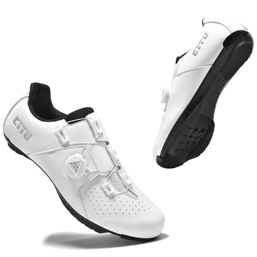 PENXZT Fahrradschuhe Herren Mountainbike Schuhe Damen MTB Radsportschuhe kompatibel mit SPD 2 Schrauben mit Cleats Outdoor-Radschuhe Fahrrad Spin Schuhe,Weiß,38 EU von PENXZT