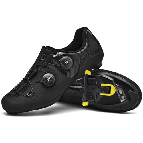 PENXZT Fahrradschuhe Herren Rennradschuhe Kompatibel mit Peloton Look SPD SPD-SL Delta Lock Pedal Reitschuhe Spinning Schuhe Rennrad Schuhe Draussen,Schwarz,44 EU von PENXZT