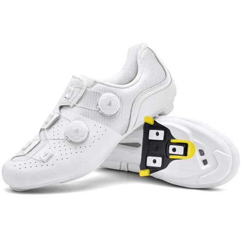 PENXZT Fahrradschuhe Herren Rennradschuhe Kompatibel mit Peloton Look SPD SPD-SL Delta Lock Pedal Reitschuhe Spinning Schuhe Rennrad Schuhe Draussen,Weiß,39 EU von PENXZT