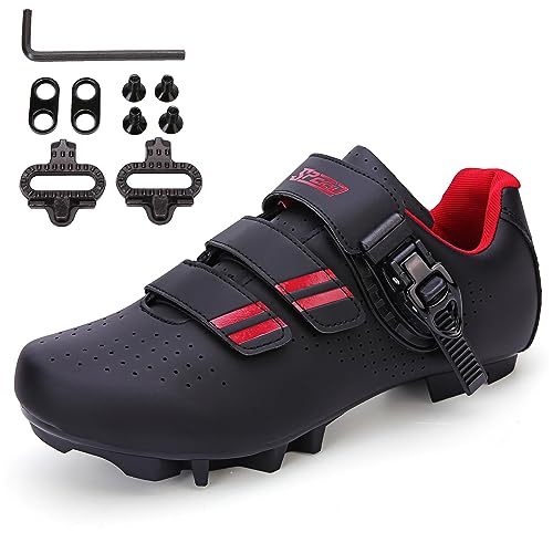 PENXZT Fahrradschuhe MTB Schuhe Atmungsaktive Radsportschuhe kompatibel mit SPD & Look Delta Mountain Bicycle Schuhe,B,43 EU von PENXZT