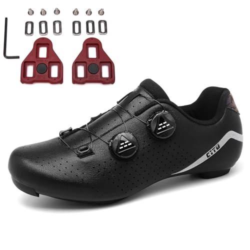 PENXZT Fahrradschuhe Rennradschuhe für Herren, Kompatibe Look SPD SPD-SL Delta Lock Pedal Rennrad Schuhe Radsportschuhe,Schwarz,46 EU von PENXZT