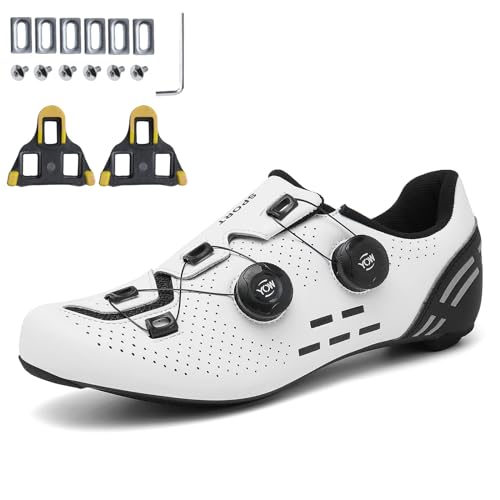 PENXZT Fahrradschuhe für Herren Damen, Rennrad Schuhe Kompatibel mit Peloton Look SPD SPD-SL Delta Cleats, Reitschuhe Drinnen/Draussen Rennradschuhe,White a,39 EU von PENXZT