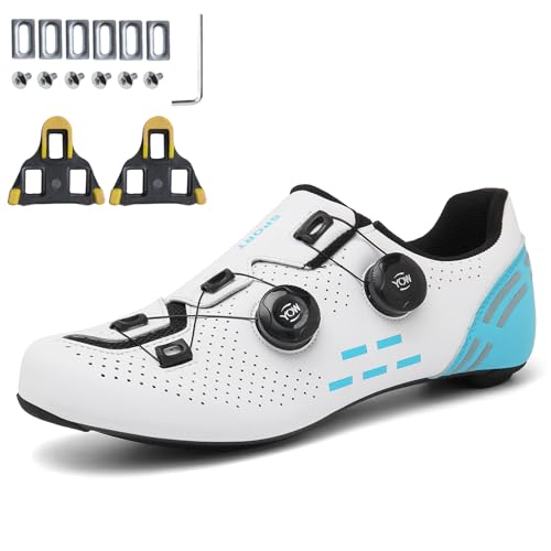 PENXZT Fahrradschuhe für Herren Damen, Rennrad Schuhe Kompatibel mit Peloton Look SPD SPD-SL Delta Cleats, Reitschuhe Drinnen/Draussen Rennradschuhe,White c,42 EU von PENXZT