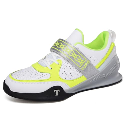 PENXZT Gewichtheberschuhe Herren und Damen Kniebeugen-Kreuzheben Trainingsschuhe Indoor-Fitness-Schuhe,White Green,39 EU von PENXZT