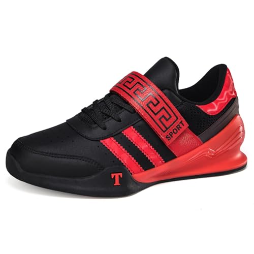PENXZT Gewichtheberschuhe für Herren Leder Fitnessstudio Crossfit Turnschuhe Rutschfester Cross-Trainingsschuhe Leichtgewicht Rutschfestes Fitness,Schwarz,43 EU von PENXZT