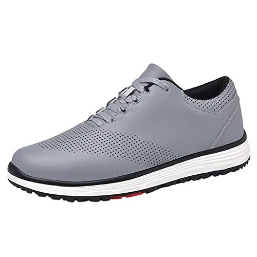 PENXZT Golfschuhe Für Männer wasserdichte Extra Weite Fit Casual Sneakers Nicht -Slip -Atmungsfreie Stachel -Trainer Für Golftraining,Grau,41 EU von PENXZT