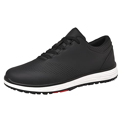 PENXZT Golfschuhe Für Männer wasserdichte Extra Weite Fit Casual Sneakers Nicht -Slip -Atmungsfreie Stachel -Trainer Für Golftraining,Schwarz,41 EU von PENXZT