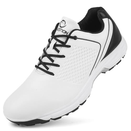 PENXZT Golfschuhe für Herren, lässige Golf-Trainings-Sneaker mit 7 Spikes, leicht, bequem für den Außenbereich, das Golftraining,E,42.5 EU von PENXZT