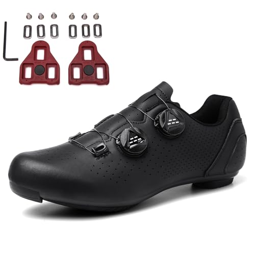 PENXZT Herren Damen Fahrradschuhe Rennradschuhe Kompatible mit Peloton Look SPD SPD-SL Delta Lock Pedal Reitschuhe, Rennrad Schuhe Entsperren Schuhe,Schwarz,44 EU von PENXZT