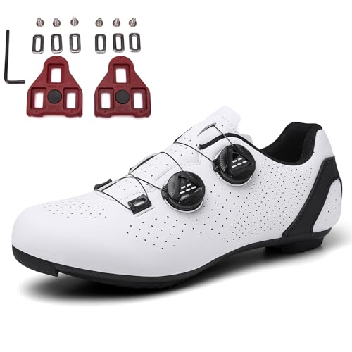 PENXZT Herren Damen Fahrradschuhe Rennradschuhe Kompatible mit Peloton Look SPD SPD-SL Delta Lock Pedal Reitschuhe, Rennrad Schuhe Entsperren Schuhe,Weiß,42 EU von PENXZT