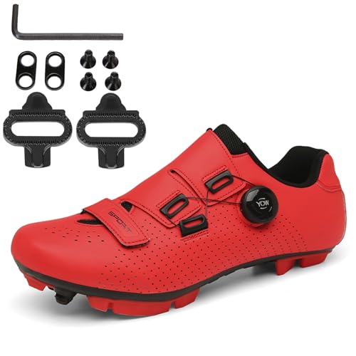 PENXZT Herren Damen MTB Schuhe, Fahrradschuhe Mountainbike Schuhe kompatibel mit SPD 2 Schrauben mit Cleats Outdoor-Radschuhe,Rot,44 EU PENXZT Herren Damen MTB Schuhe, Fahrradschuhe Mountainbike Schuhe kompatibel mit SPD 2 Schrauben mit Cleats Outdoor-Radschuhe,Rot,44 EU von PENXZT