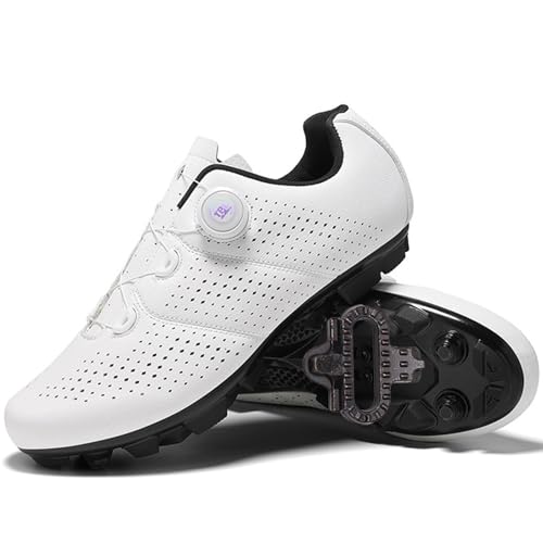 PENXZT Herren Damen Mountainbike Schuhe Fahrradschuhe kompatibel mit SPD 2 Schrauben mit Cleats Atmungsaktive Outdoor-Radschuhe Fahrrad Spin MTB Schuhe,Weiß,39 EU von PENXZT