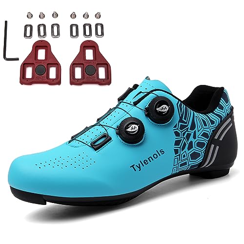 PENXZT Herren Damen Radschuhe Fahrradschuhe Kompatibel mit Look SPD SPD-SL Delta Lock Pedal Radsportschuhe,Blau,45 EU von PENXZT