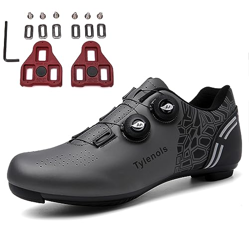 PENXZT Herren Damen Radschuhe Fahrradschuhe Kompatibel mit Look SPD SPD-SL Delta Lock Pedal Radsportschuhe,Grau,42 EU von PENXZT