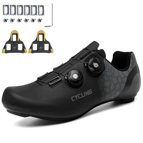 PENXZT Herren Fahrradschuhe Rennradschuhe Kompatibel mit Peloton SPD ARC Look Delta Cleats, Rennrad Schuhe Draussen Reitschuhe,Schwarz,44 EU von PENXZT