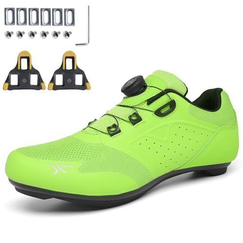 PENXZT Herren Fahrradschuhe Rennradschuhe Road Cycling Riding Schuhe Kompatible Peloton Look SPD SPD-SL Delta Lock Pedal Reitschuhe,Grün,45 EU von PENXZT