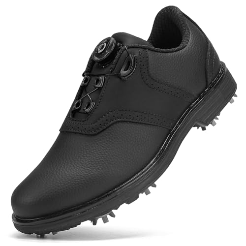 PENXZT Herren Golfschuhe 9 Spikes Atmungsaktive Golf-Sneakers Große Größe Golftrainer,A,48 EU von PENXZT
