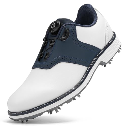 PENXZT Herren Golfschuhe 9 Spikes Atmungsaktive Golf-Sneakers Große Größe Golftrainer,B,44.5 EU von PENXZT