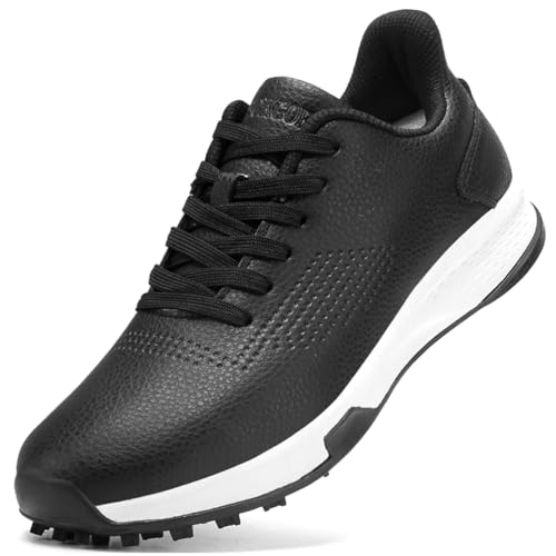 PENXZT Herren Golfschuhe Professionelle Spikeless Golfer Trainings-Sneakers Outdoor Anti-Rutsch-Wanderschuhe,Schwarz,48 EU von PENXZT