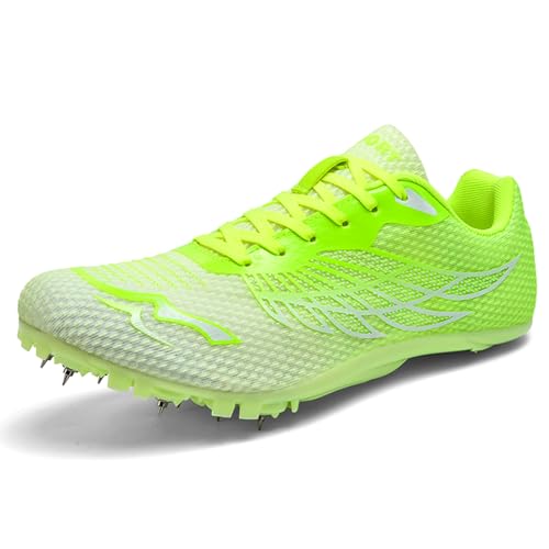 PENXZT Herren Leichtathletikschuhe 8 Spikes, Sprint Mittelstrecke Schuhe Leichte rutschfeste Sprintschuhe Professionelle Sportschuhe,Grün,45 EU von PENXZT