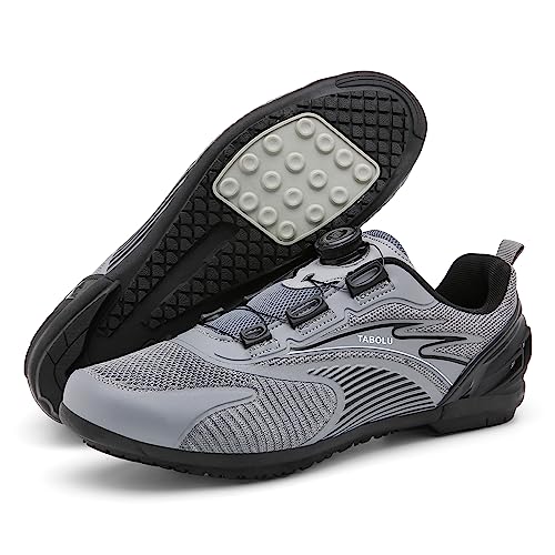 PENXZT Herren MTB-Radschuhe Mountainbike Fahrradschuhe Outdoor-Radschuhe Gummisohle Nicht rutschernde atmungsaktiv,Grau,42 EU von PENXZT