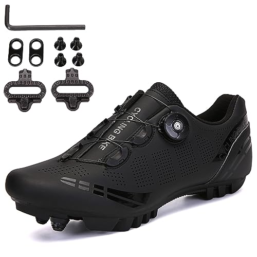 PENXZT Herren Mountain Bike Radsportschuhe Kompatibel mit Shimano SPD 2-Bolts Pedals MTB Schuhe Rennen innen und im Freien,Schwarz,37 EU von PENXZT