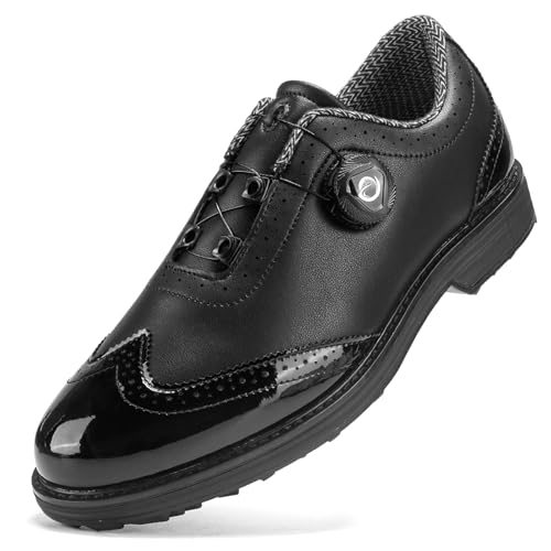 PENXZT Klassische Golfschuhe ohne Spikes für Herren, wasserdicht, mit Drehknopf, Outdoor-Golf-Sport-Trainings-Sneakers,A,40 EU von PENXZT