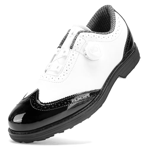 PENXZT Klassische Golfschuhe ohne Spikes für Herren, wasserdicht, mit Drehknopf, Outdoor-Golf-Sport-Trainings-Sneakers,C,47 EU von PENXZT