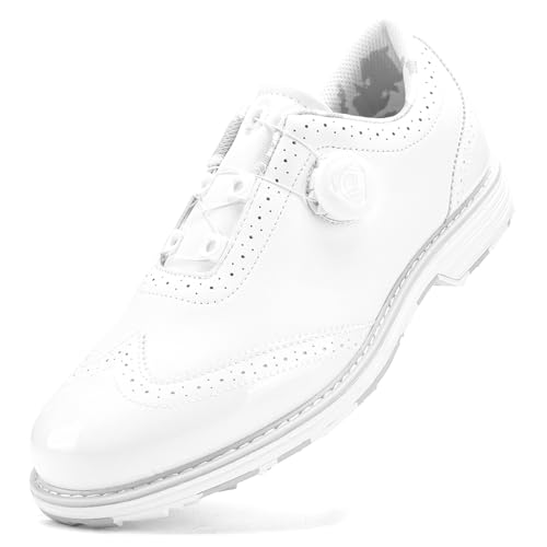 PENXZT Klassische Golfschuhe ohne Spikes für Herren, wasserdicht, mit Drehknopf, Outdoor-Golf-Sport-Trainings-Sneakers,D,40 EU von PENXZT