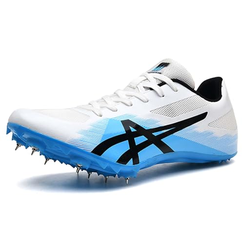 PENXZT Leichtathletik Herren-Sprint Spike Schuhe Sprint Mittelstrecken-Laufschuhe rutschfeste Leichtathletikschuhe Damen,White Blue,43 EU von PENXZT
