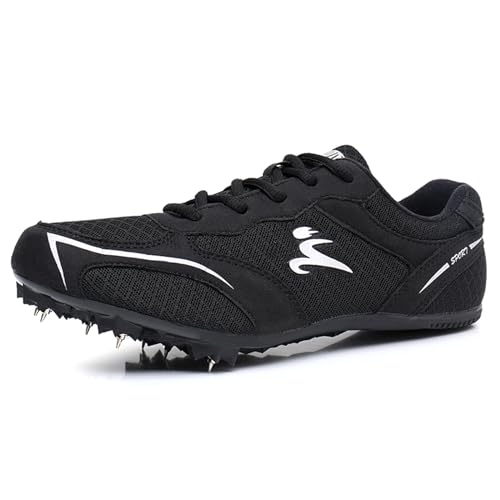 PENXZT Leichtathletik-Spike-Schuhe Herren Damen, atmungsaktiv leicht Professional Sportschuhe Racing Laufschuhe for Kinder Jungen,Schwarz,37 von PENXZT