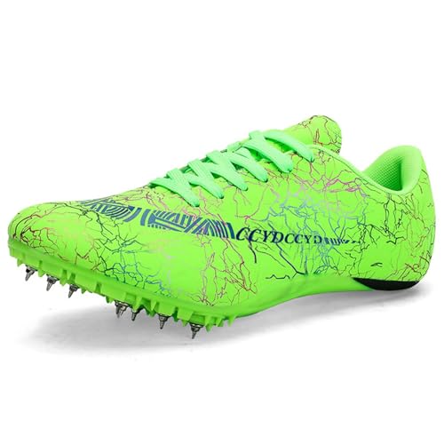 PENXZT Leichtathletikschuhe Herren Damen Atmungsaktiv Spikes Sprintschuhe Leichte Professional Sportschuhe for Kinder Jungen,Grün,36 EU von PENXZT