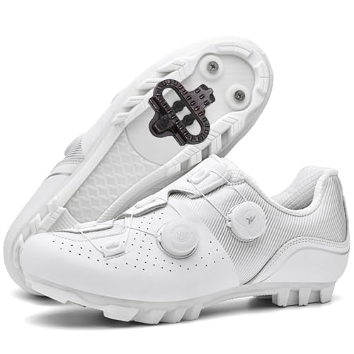 PENXZT Mountainbike Schuhe Herren Damen, Kompatibel mit Shimano SPD 2-Bolts Pedals Anti-Skid Atmungsaktiv Fahrrad Spin MTBschuhe Radsportschuhe,Weiß,46 EU PENXZT Mountainbike Schuhe Herren Damen, Kompatibel mit Shimano SPD 2-Bolts Pedals Anti-Skid Atmungsaktiv Fahrrad Spin MTBschuhe Radsportschuhe,Weiß,46 EU von PENXZT