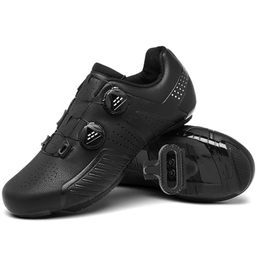 PENXZT Mountainbike Schuhe Herren Kompatible SPD 2 Schrauben mit Delta Lock Pedal Atmungsaktive Outdoor-Radschuhe Fahrrad Spin MTB Schuhe Fahrradschuhe,Schwarz,43 EU von PENXZT