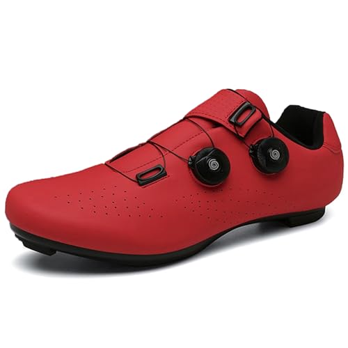 PENXZT Radsportschuhe Fahrradschuhe Herren Kompatibel mit Peloton Look SPD SPD-SL Delta Lock Pedal Rennrad Schuhe Entsperren Schuhe,Rot,43 EU von PENXZT