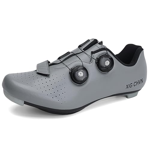 PENXZT Rennradschuhe Herren MTB Fahrradschuhe Kompatibel Look SPD SPD-SL Delta Lock Pedal Outdoor Radschuhe Fahrrad Indoor Spin Schuhe,Grau,44 EU von PENXZT