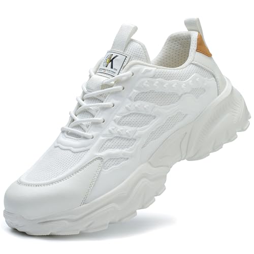 PENXZT Sicherheitsschuhe Arbeitsschuhe Herren Leichte Bequeme Sportliche Arbeitsschutzschuhe Atmungsaktiv Industrielle Arbeitskleidung,Weiß,39 EU von PENXZT
